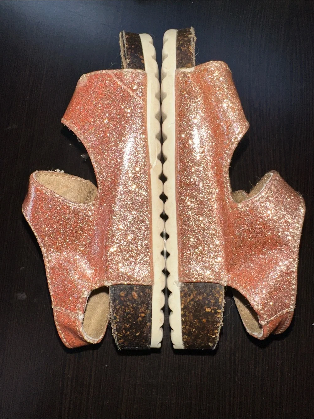 Cat & Jack size 5 Glitter Buckle Sandals in Rose Gold